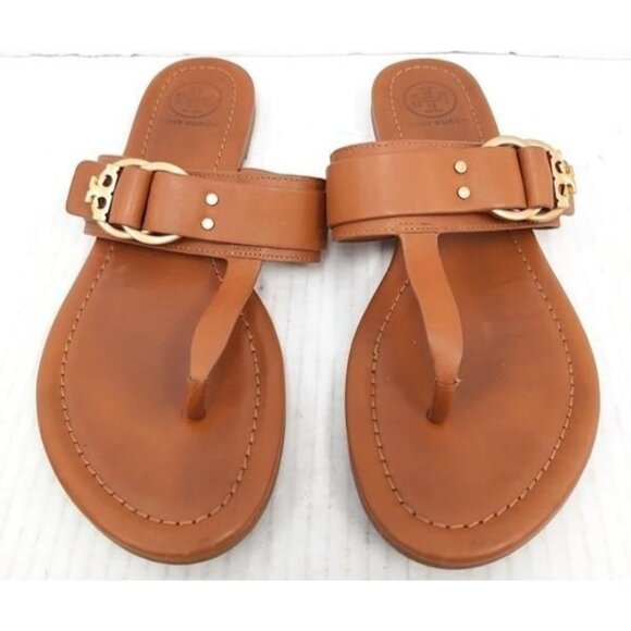 Tory Burch Shoes - Tory Burch Tan Leather Marsden Flat Thong Sandal -- 6.5